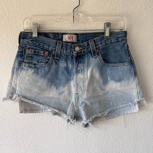 LEVI 501 Button Fly Dip Dyed Ombre Upcycled Cut-off Jean Shorts